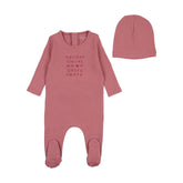 BEE & DEE 2PC I LOVE YOU FOOTIE WITH POINTY BONNET SET